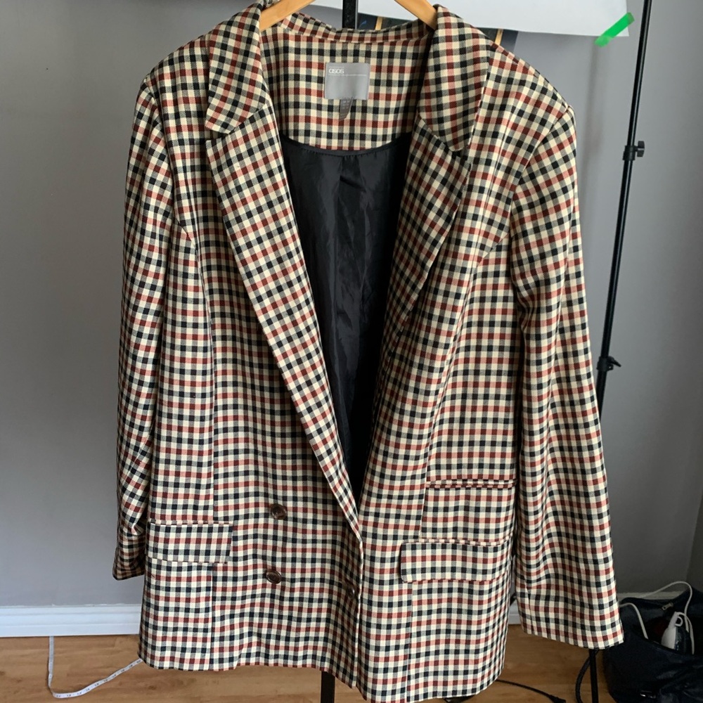 ASOS CURVE Tailored Heritage Check Blazer